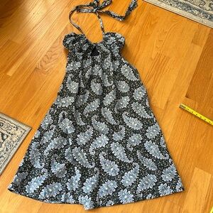J.Crew Collection Halter Cutout Dress BG523 Ratti Pacific Paisley Blue Size 2